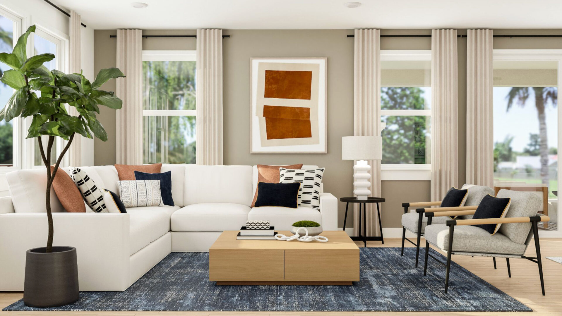 Lennar Contemporary Brick Navy Design Scheme living room